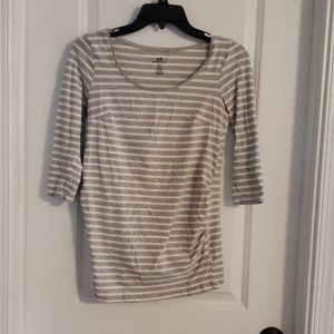Grey Striped Maternity Top - S